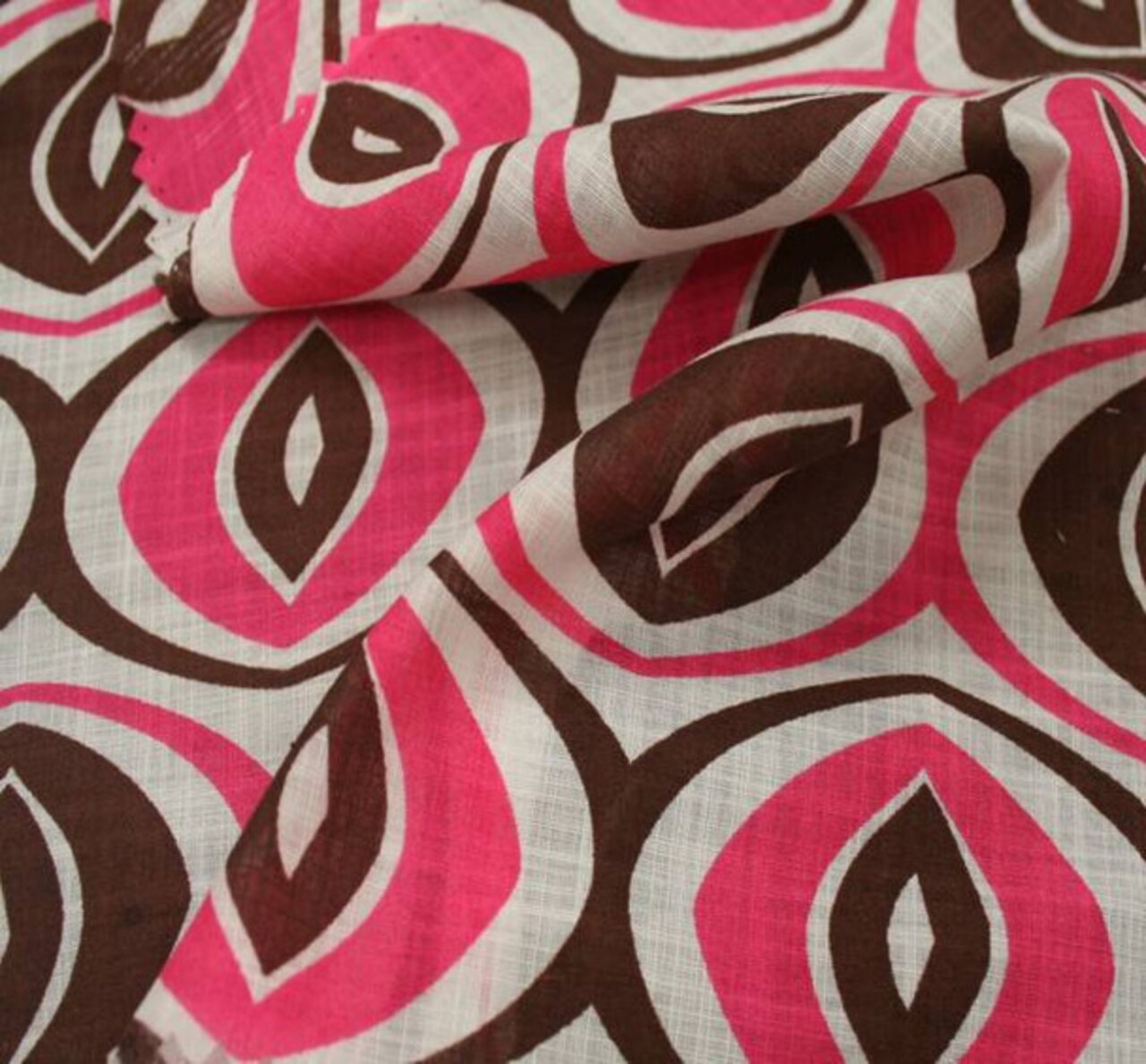 1 Yard Cotton Voile Fabric Print Pink or Brown 56/58" Width Lightweight Apparel Fabric